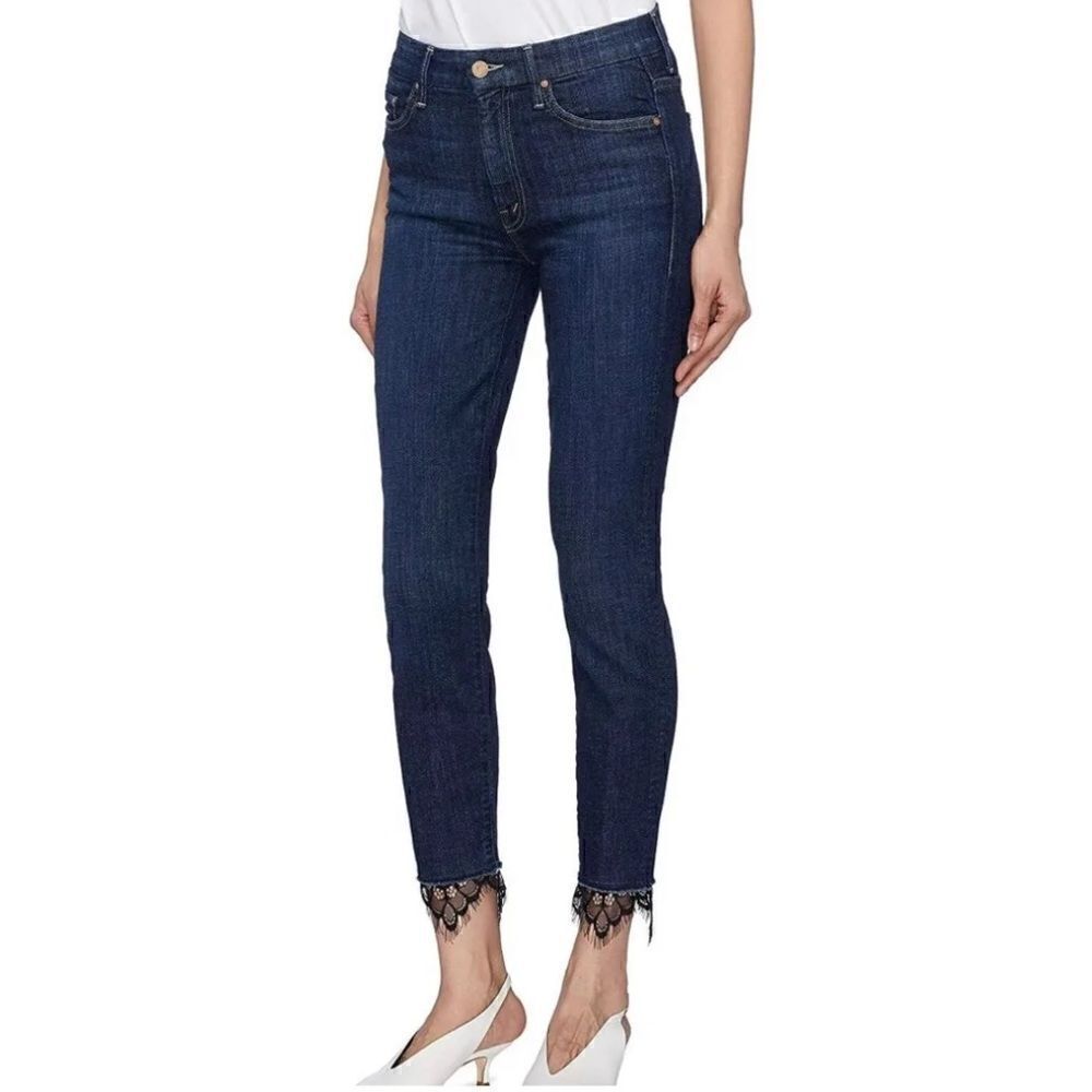 MOTHER High Waisted Looker Dagger Ankle Fray Lace